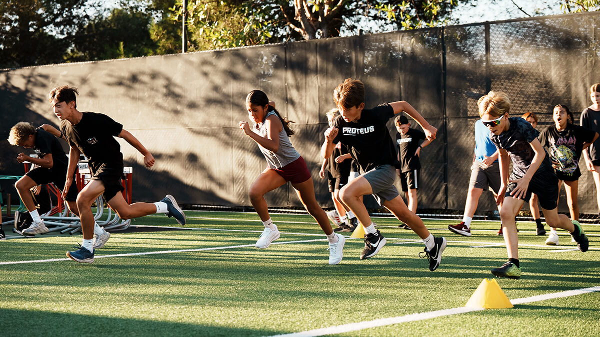 Athletes sprinting